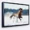 Designart - Horse Running in Winter - Landscape Photography Canvas Print in Black Frame